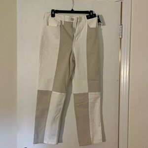 Cream Paneled Jeans Hollister